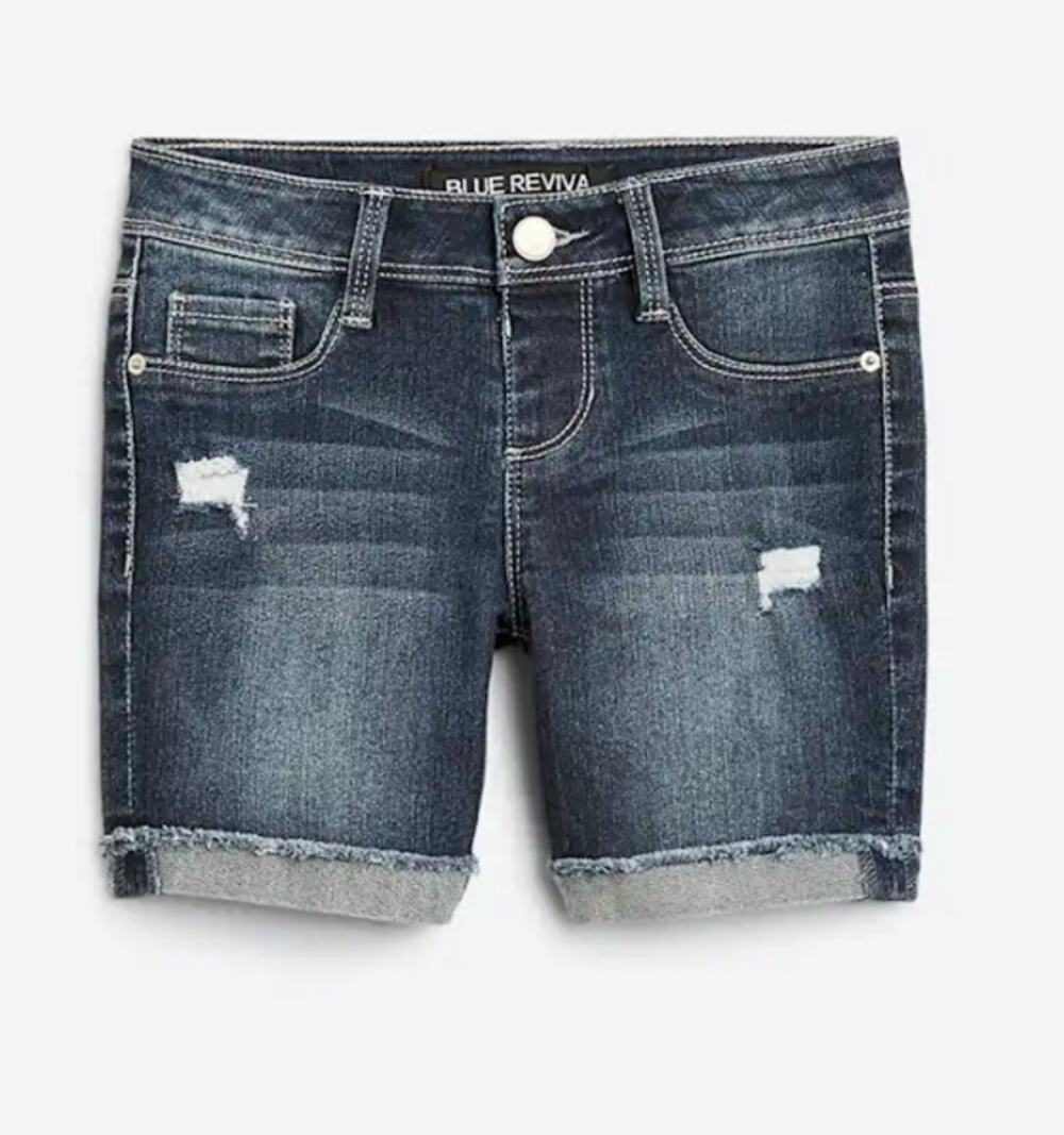 Blue Revival - Folie Flip Cuff Midi Denim Short Size 8